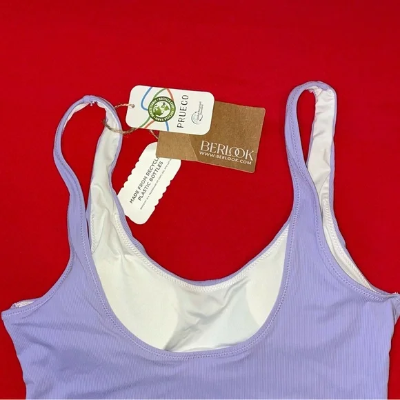 One-Piece Swimsuit Solid Ribbed in Light Purple size Small from Berlook. - Picture 3 of 4
